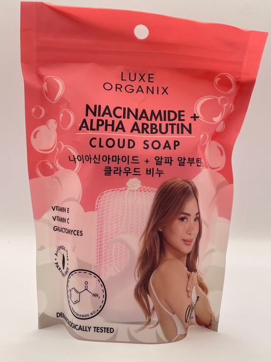 Luxe Organix Niacinamide + Alpha Arbutin Cloud Soap 180 grams.